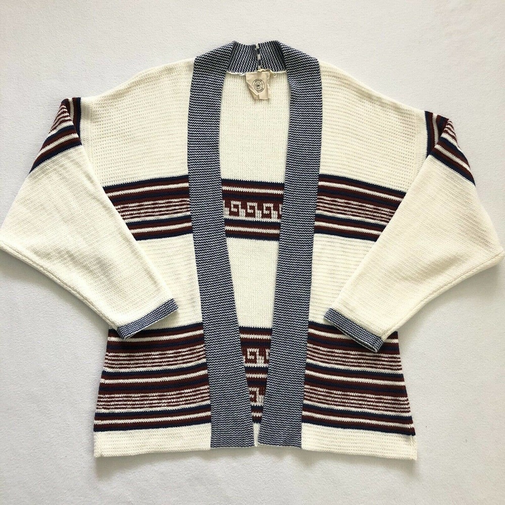 Urban Outfitters UO Women Ivory Navy Blue Kassi Stripe Open Cardigan Sweater M